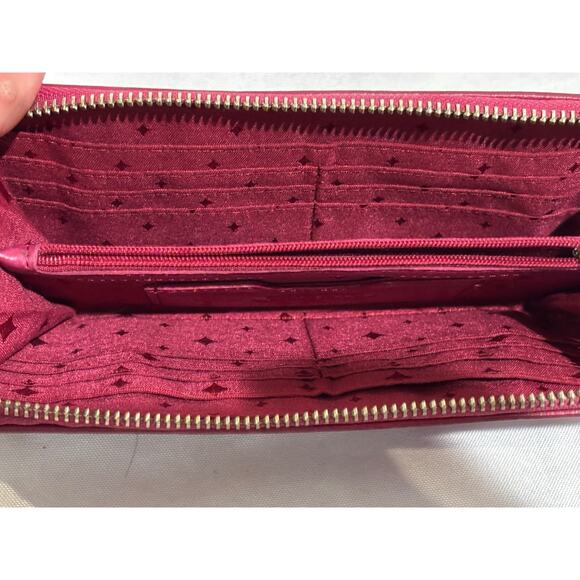 FOSSIL Snakeskin Embossed Pink Leather Zip Around Clutch Wallet Chic Retro - Picture 5 of 9